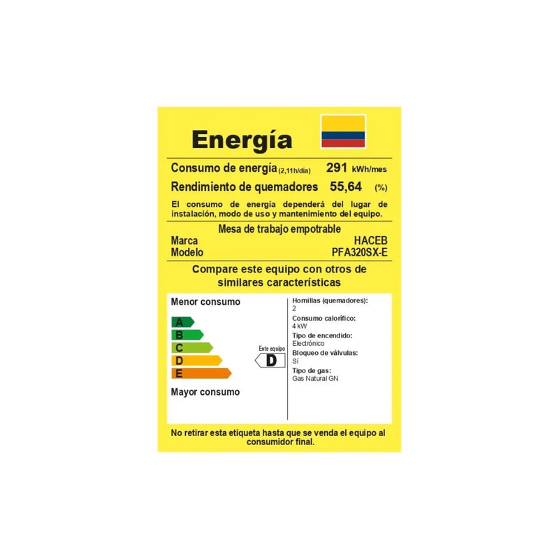 Estufa De Empotrar Haceb Inox 30cm Gas Natural Hierro Fundid
