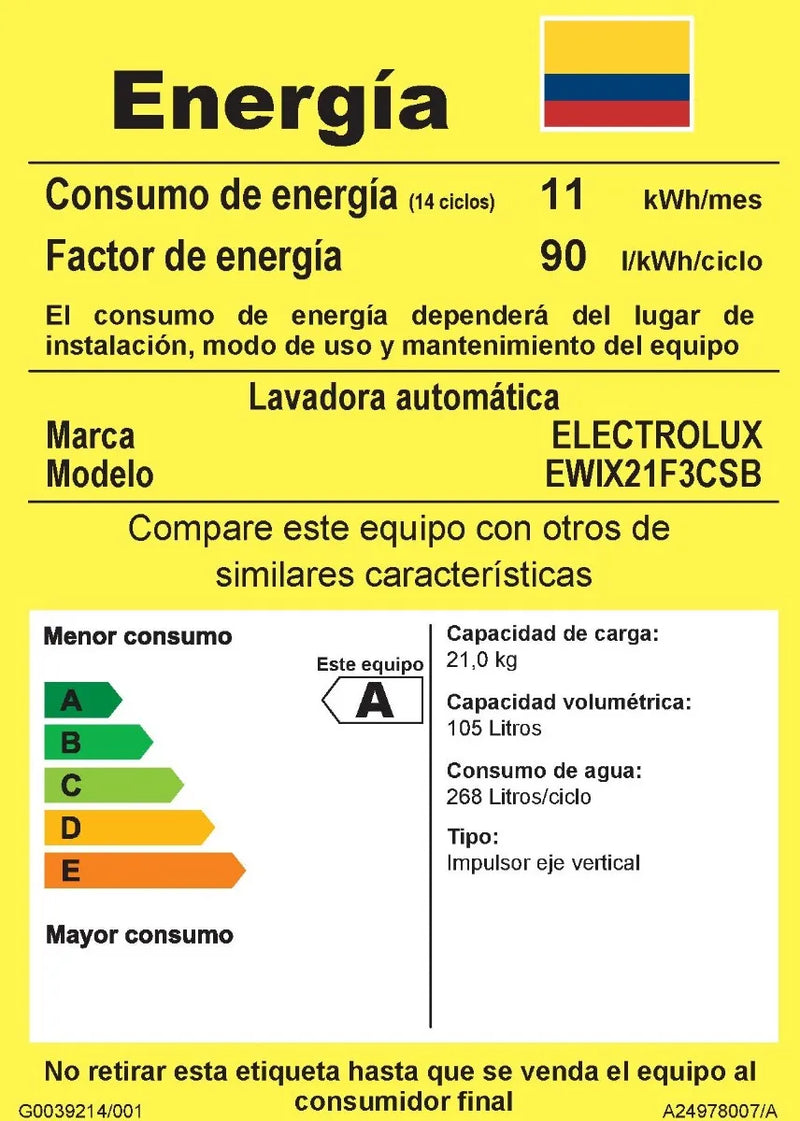 Lavadora Electrolux Carga Superior 21Kg Panel Digital Efficient Care Negra EWIX21F3CSB