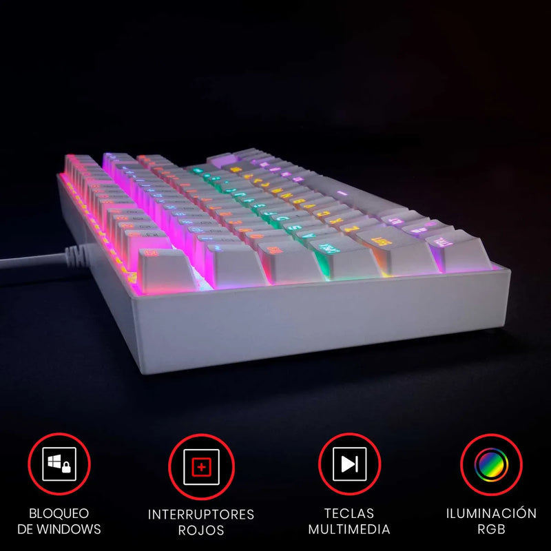 Redragon Teclado Gamer Mecánico K552w-kr Kumara, Switch Red Color del teclado Blanco Idioma Español Latinoamérica