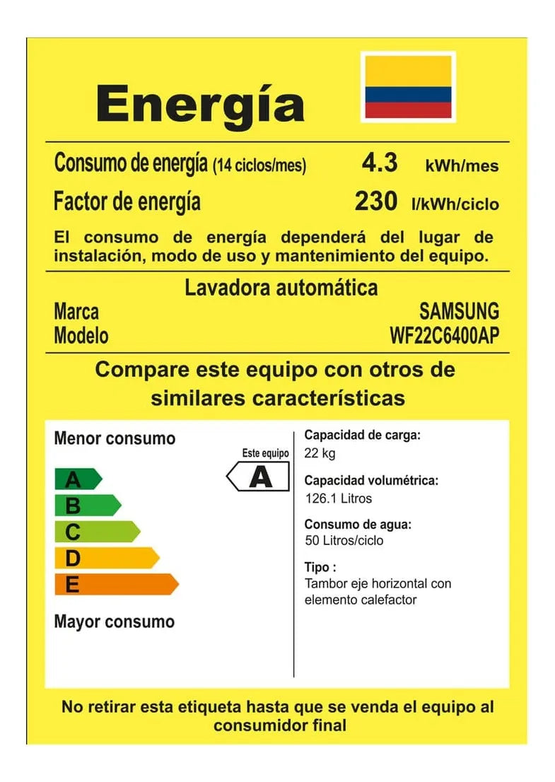 Lavadora Samsung 22 Kg Multicontrol Gris | Wf22c6400ap Gris