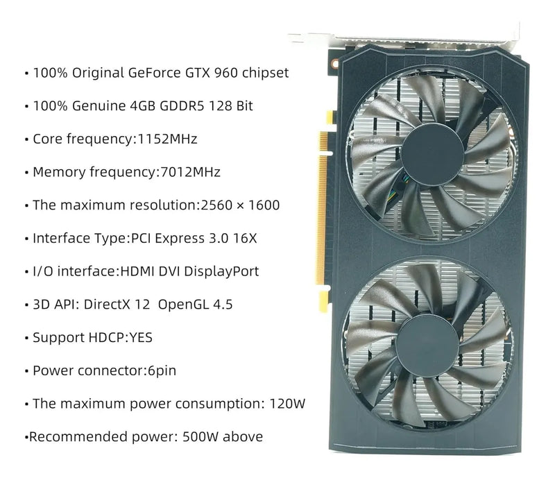 Tarjeta Grafica Gtx960 4gb Gddr5 Pcie 3.0 - Rendimiento Y Ef