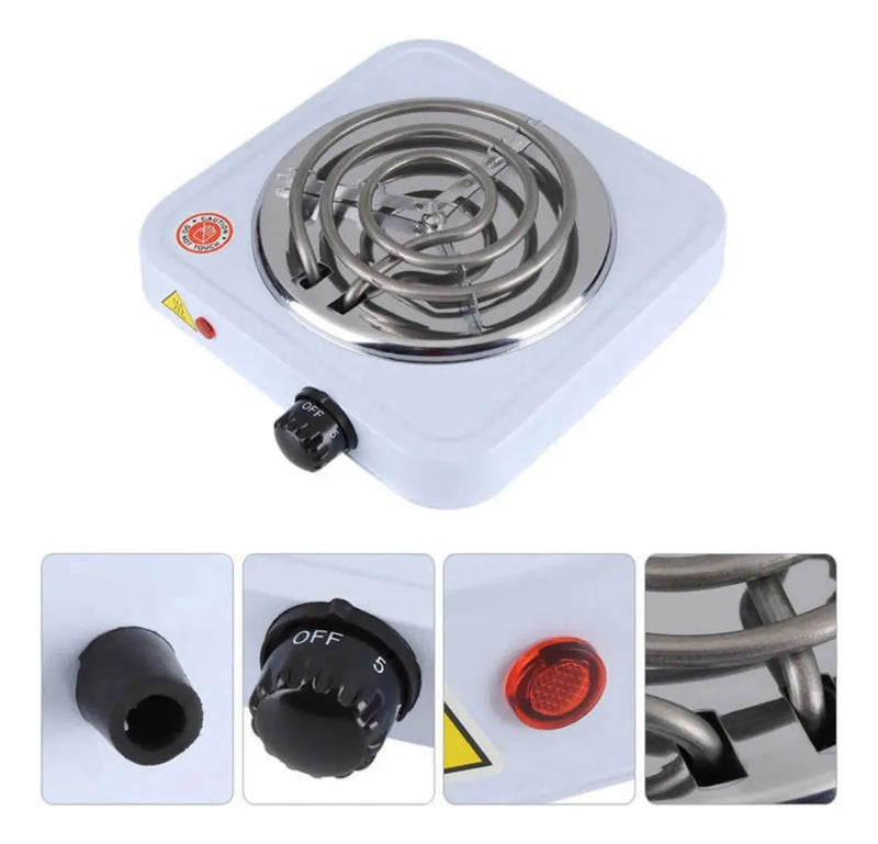 Cocina Electrica Hornilla Estufa Espiral 1 Puesto 1000 W Blanco