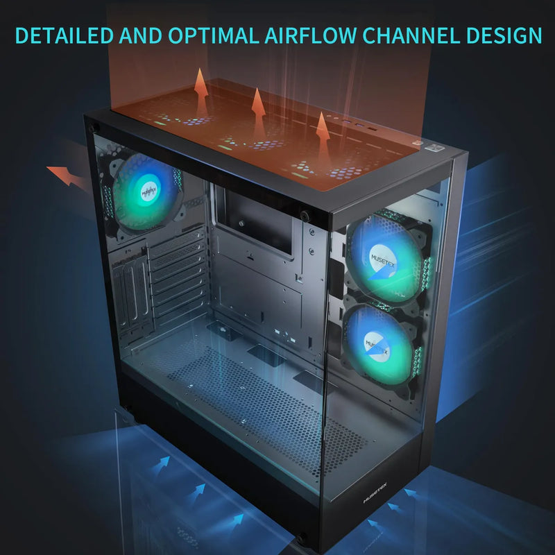 Caja De Computadora Atx Con 6 Ventiladores Argb Y Vidrio Tem