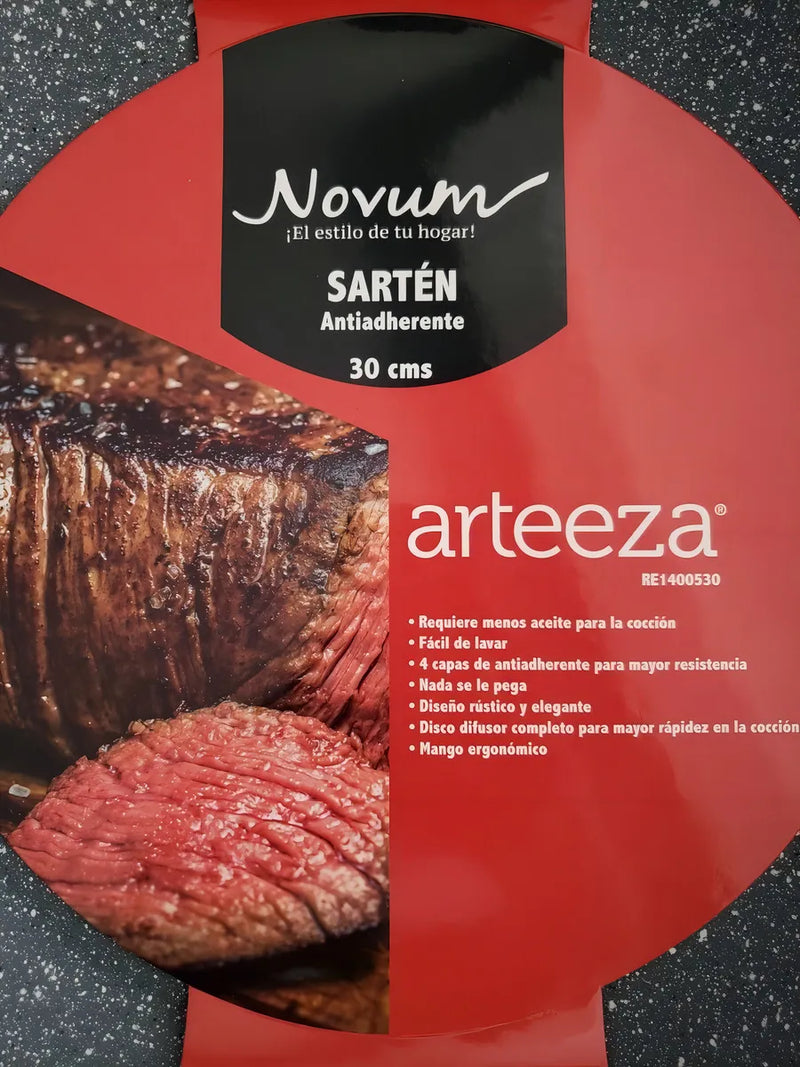 Sarten En Piedra Volcánica De 30 Cm Novum Color Gris