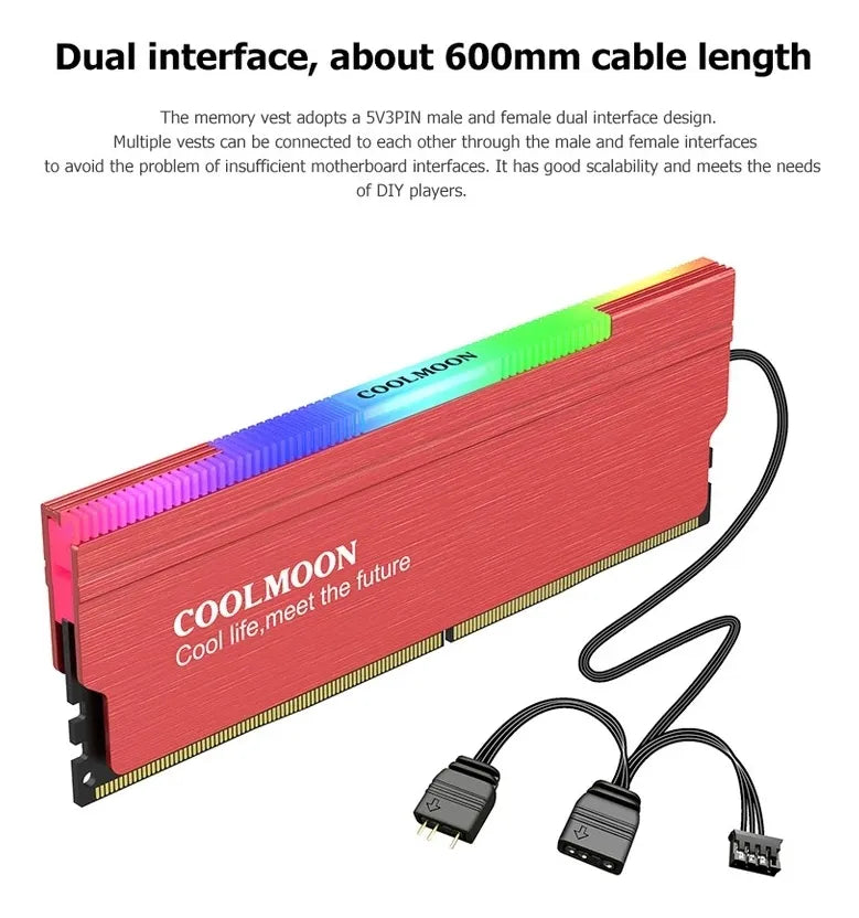 Disipador De Calor Para Ram Con Rgb 5v 3 Pines Ram Cooler