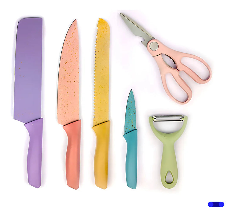 Set De Cuchillos 6 Piezas Cuchillos Cocina Cuchillería Color Color Pasteles