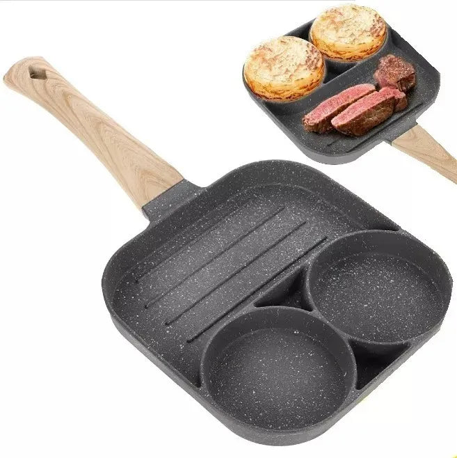 Sartén Antiadherente Multiusos 3 En 1 Para Huevos Carne Color Gris oscuro