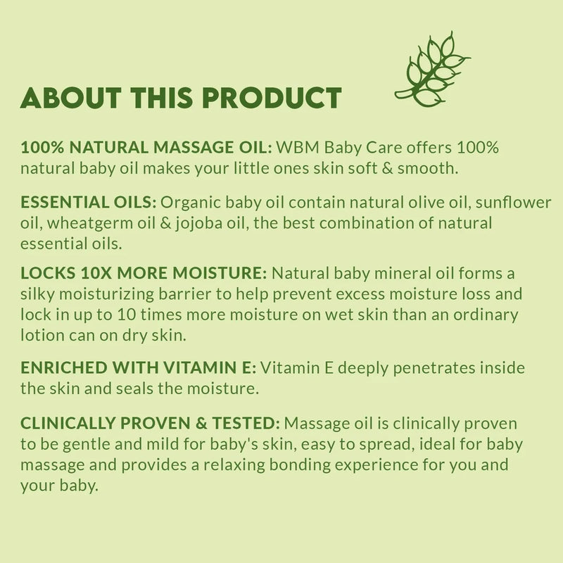 Wbm Care Aceite De Masaje Hidratante Para Bebés | Sin Acei.