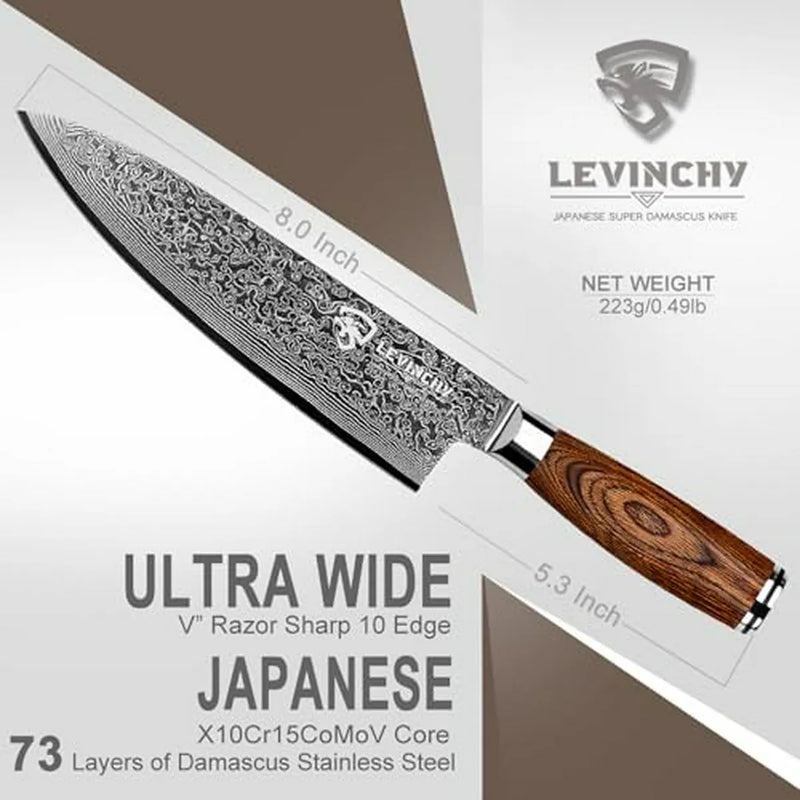 Cuchillo Chef Damasco 8 Profesional Acero Inoxidable Pakka
