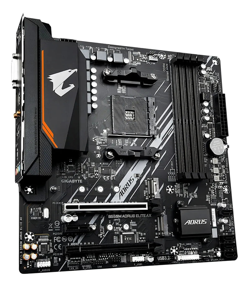 Placa base Gigabyte B550m Aorus Elite Ax Wifi y Bluetooth AM4, color negro