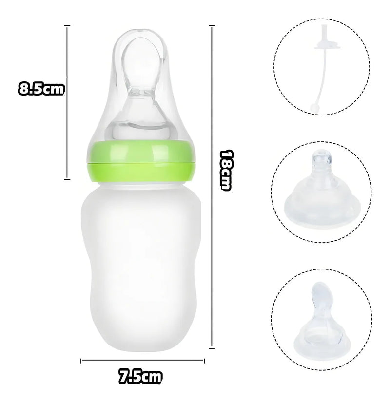 Tetero Biberón Contenedor Botella Cuchara Pitillo Chupo Silicona Grado Alimenticio Puré Compota Leche Jugo Agua Sin Ftalatos 180ml Infantíl Versatil Fácil Manipulación Resistente Alta Temperatura