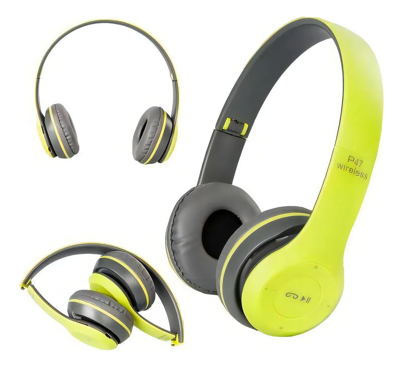 Audifonos Bluetooth Diadema Inalambricos P47 Microfono Radio Color Verde