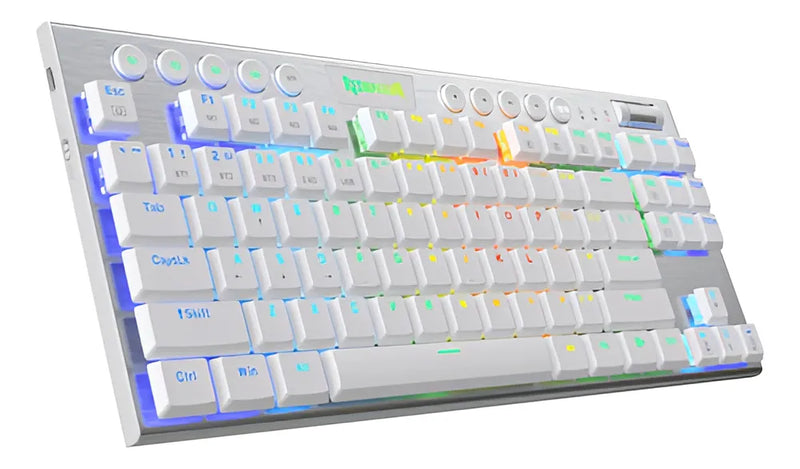 Teclado Gamer Inalámbrico Redragon Horus K621w Tkl Blanc Rgb Idioma Español Latinoamérica Color Del Teclado Blanco