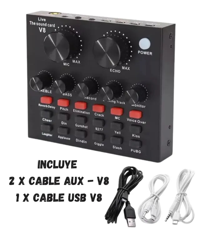 Interfaz de audio Live Sound Card V8 negra