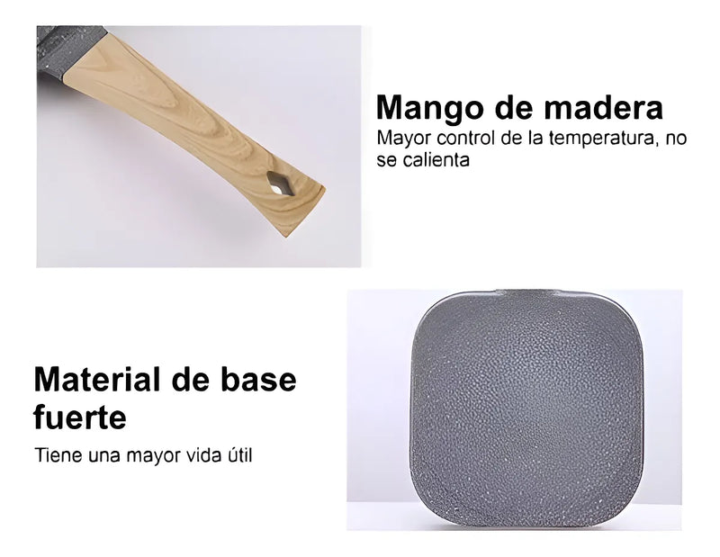 Sartén multiusos 3 en 1 con separadores para huevos y hamburguesas, color gris
