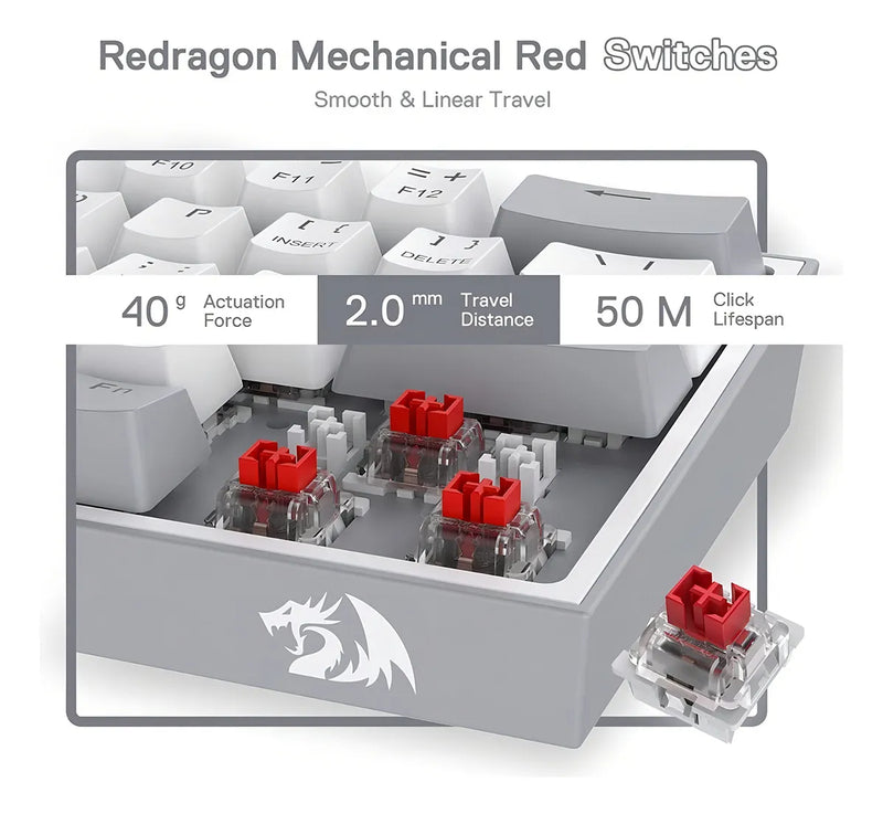 Teclado Redragon K616-rgb Fizz Pro Red Español - White/pink Color Del Teclado Blanco/rosa