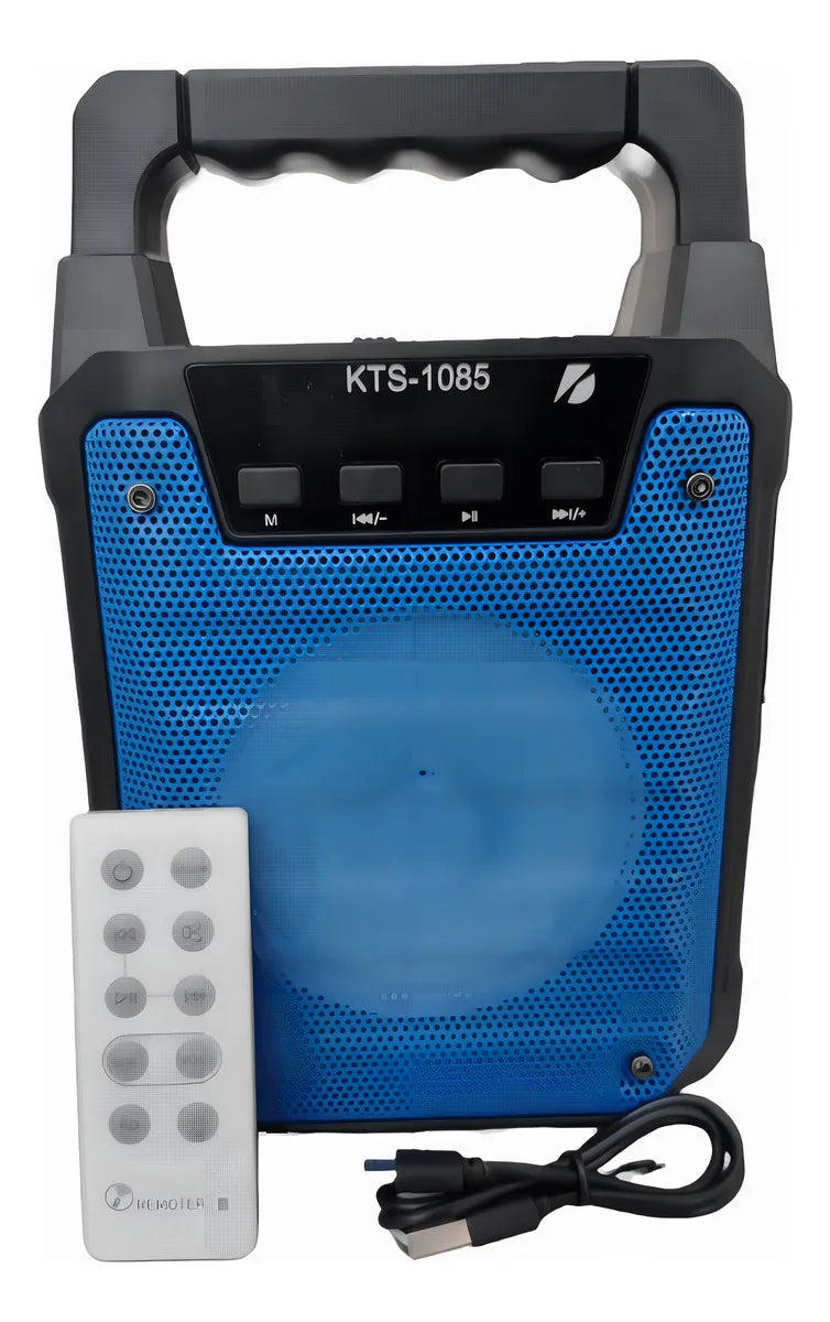 Parlante Portatil Radio Fm Bluetooth Usb Luz Led+ Microfono Color Negro