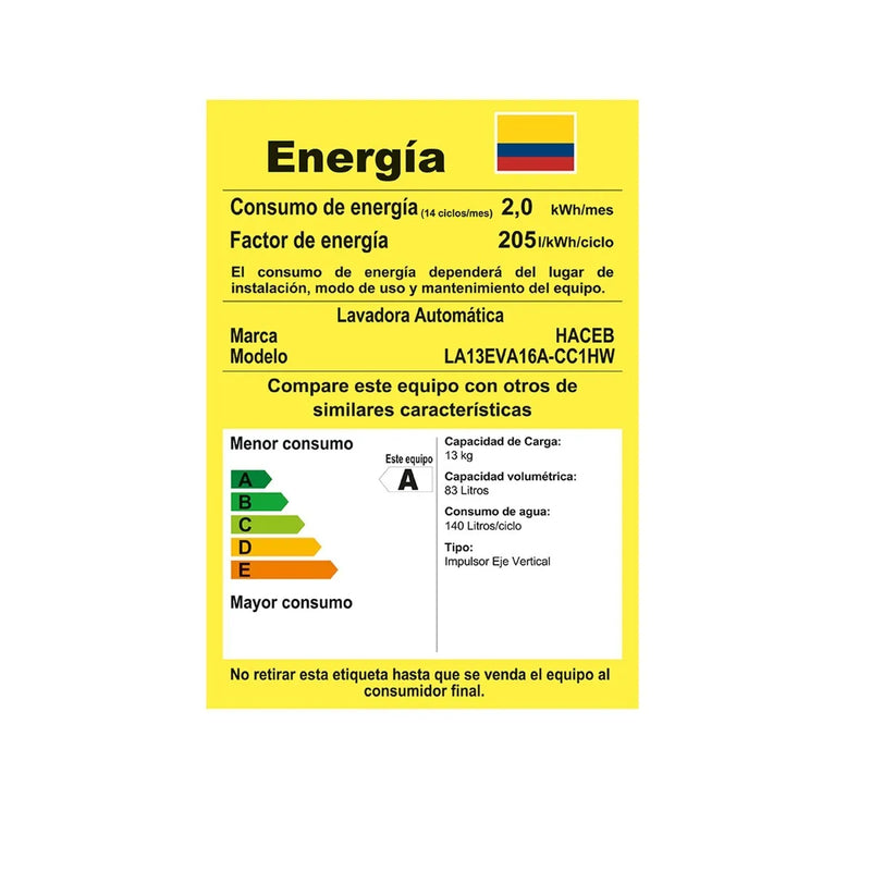 Lavadora Haceb Awüa 13 Kg Manual Carga Superior Coal