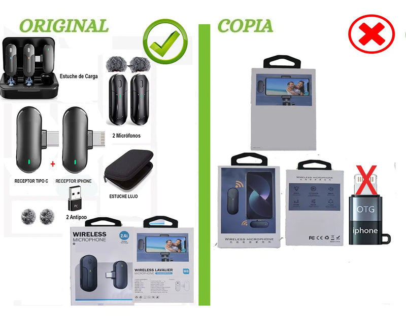 Micrófono Inalambrico De Solapa Tipo C Iphone Y PC Con Estuche De Carga Doble Receptor y Cancelación de Ruido y Antipop Vimai M8C-2 Negro