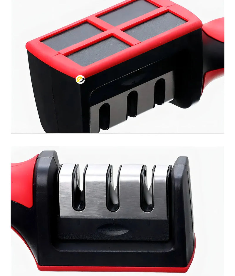 Afilador De Cuchillos Acero Mango Antideslizante Pro Color Negro