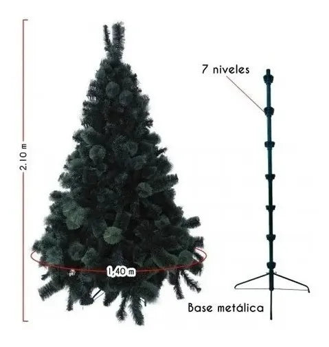 Arbol De Navidad Frondoso De Lujo 210cm Tupido 1110 Ramas Verde