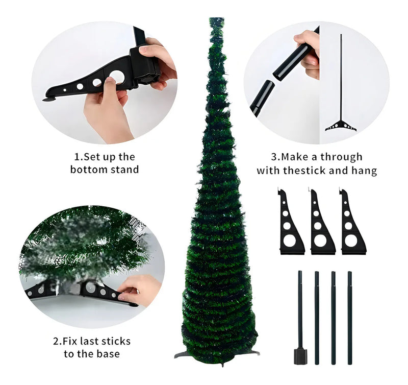 Árbol De Navidad Artificial Plegable Fácil Armado 150cm Color Verde Claro