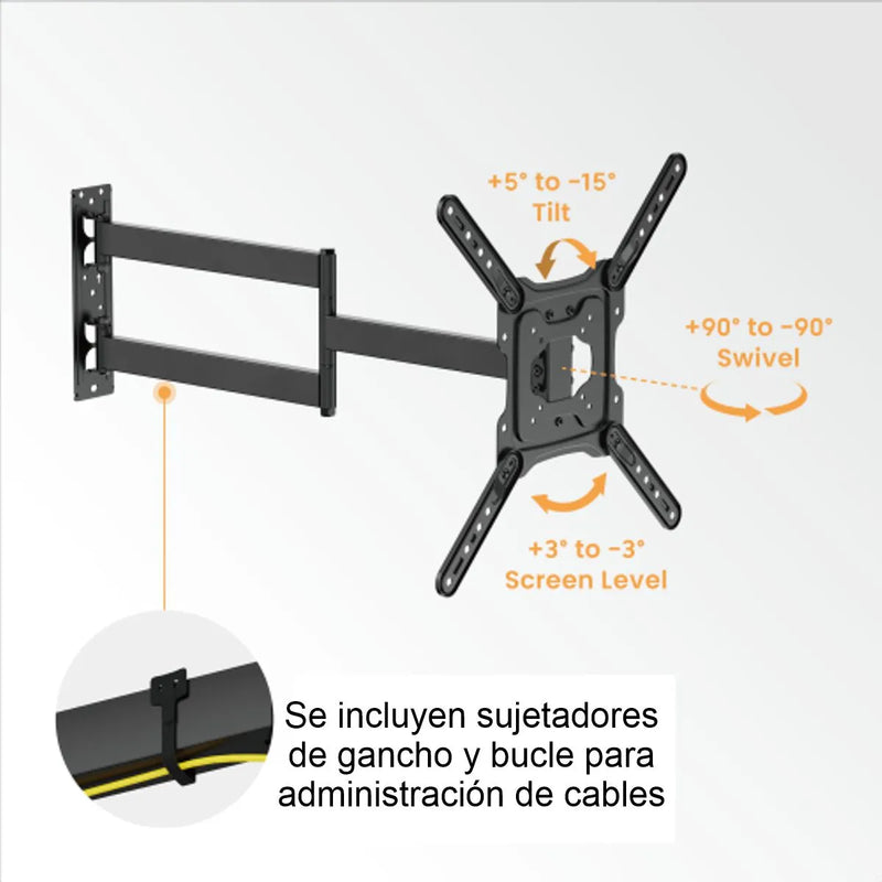 Soporte Tv Extra Largo 73cm Techgo Spb-443l, 23''»65''/35kg Negro