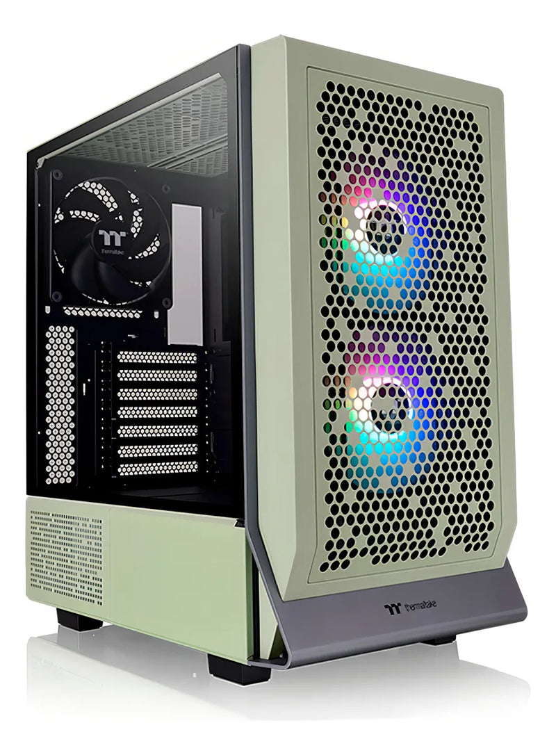 Gabinete Ceres 300 Matcha Green Tg Argb con 3 ventiladores Tt