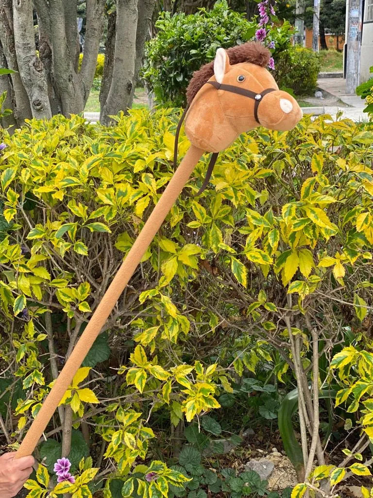 Caballo De Palo - Juguete Didáctico En Tela Suave, Peluche Café