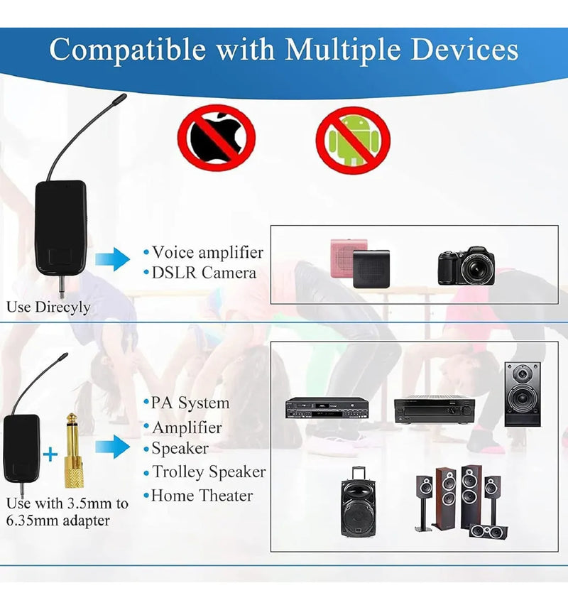 Sistema De Micrófono Inalámbrico 2.4g Portatil /dos Personas Negro