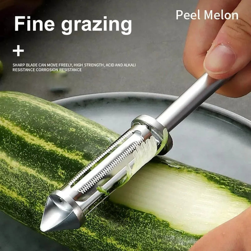 Pelador Multifuncional En Acero Inoxidable 3 En 1 Verduras Plateado