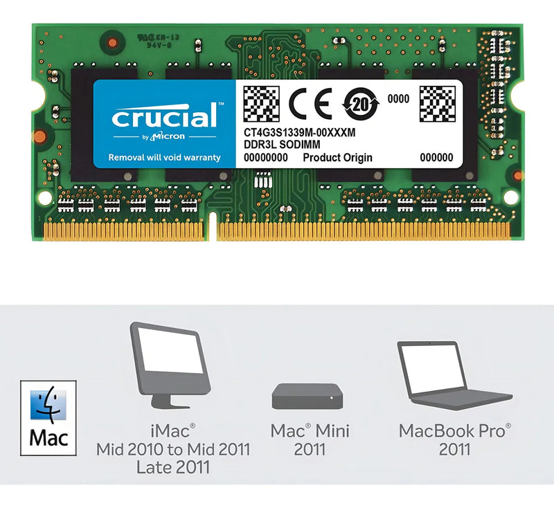 Memoria RAM Crucial Cl9 DDR3 de 8 GB a 1333 MHz para portátil o Mac