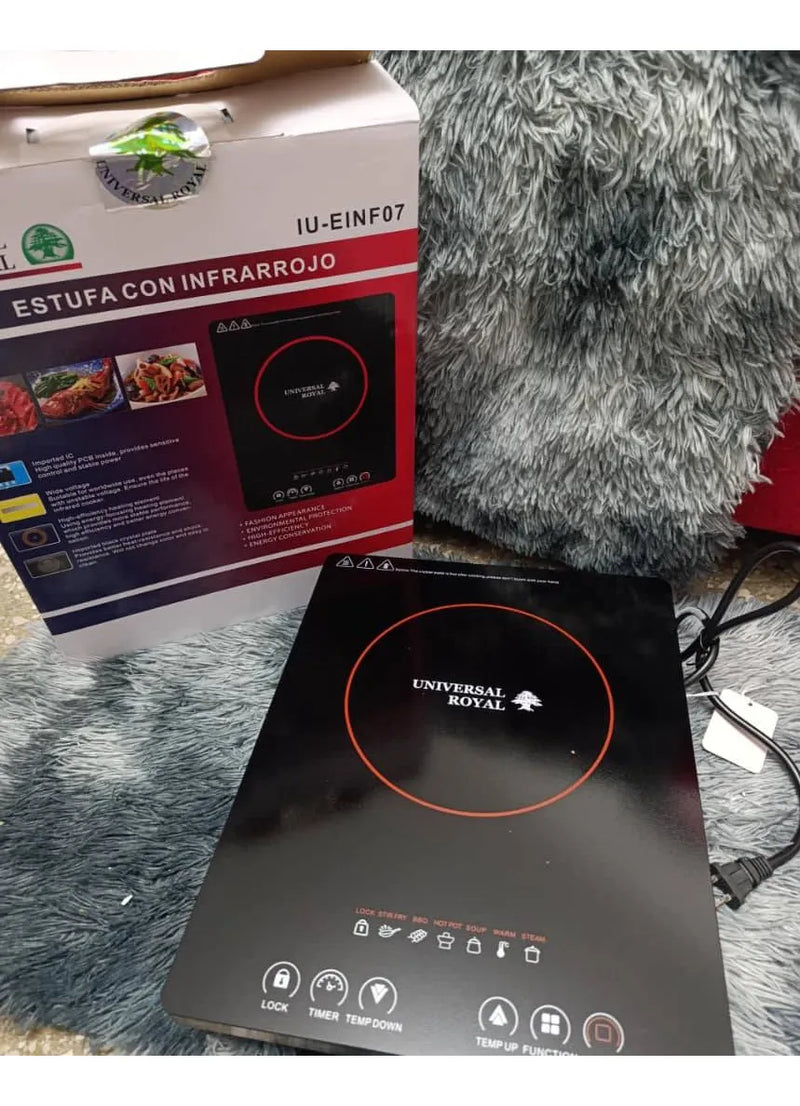Estufa Vitroceramica 1 Puestos 2200w Universal Royal Einf07 Negro