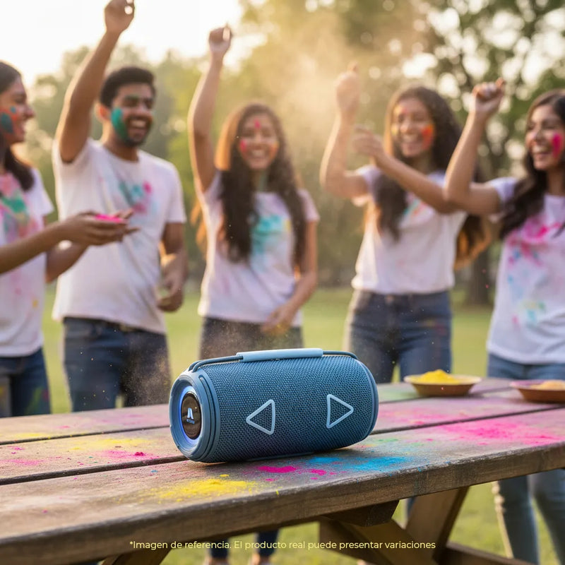Parlante Bluetooth 16w Portátil Con Luces Led Jaltech Azul