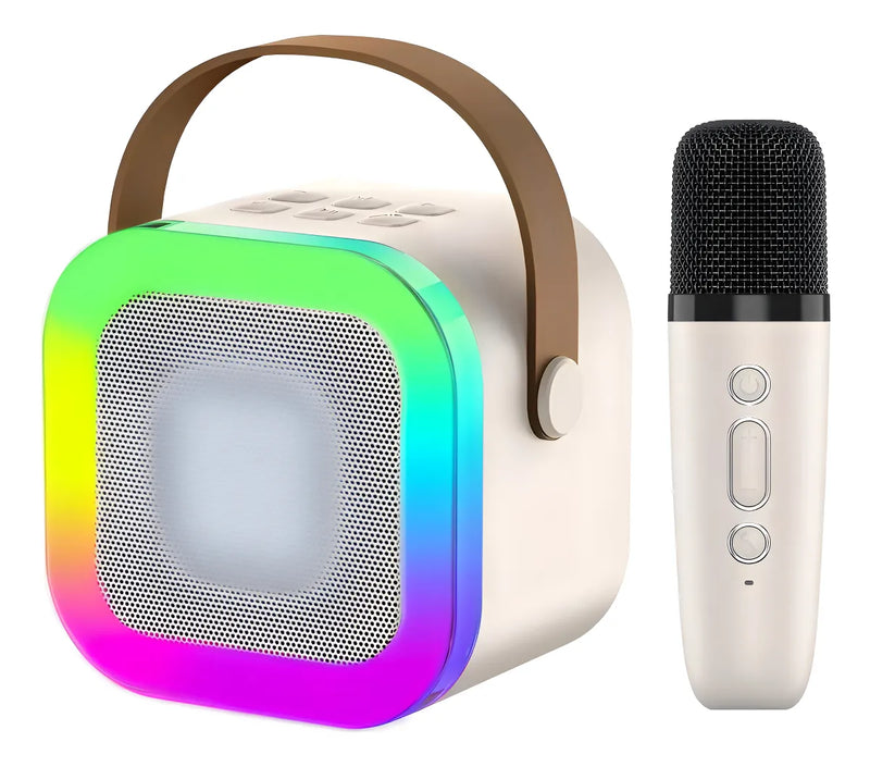 Mini Parlante Karaoke K12 Audiok Con Efectos De Luz Y Efectos De Voz Color Rosa