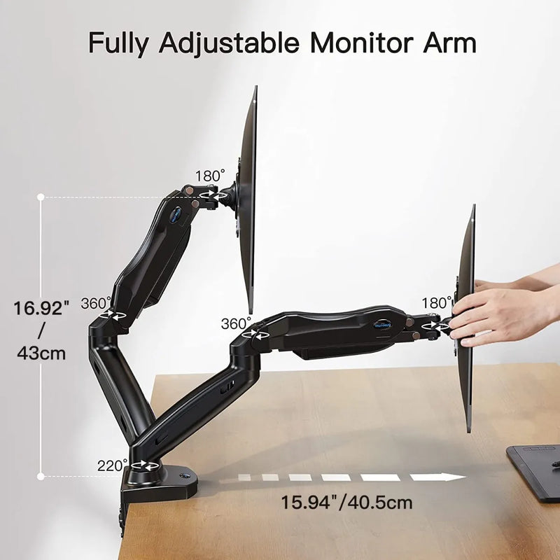 Soporte Monitor Dual Para Pantalla Pc De 17 A 33 Pulgadas Negro