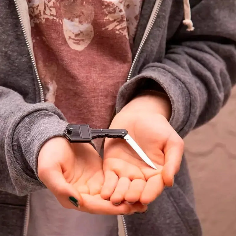 Cuchillo Supervivencia Navaja Táctica Camping Llave Llavero Negro