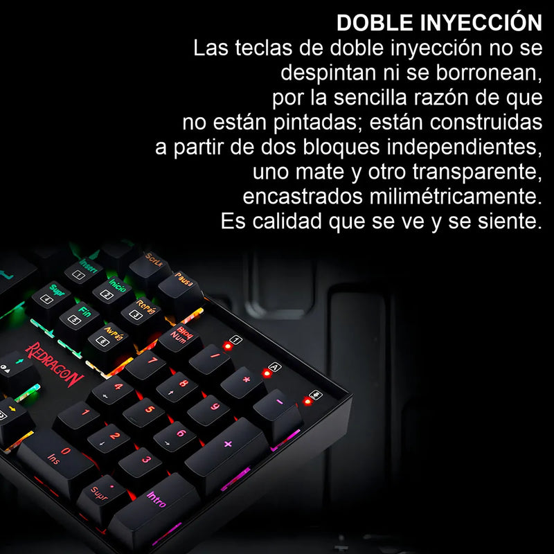 Teclado Gamer Redragon Mitra K551 Spanish Red Switch Black Teclado Negro Idioma Español España