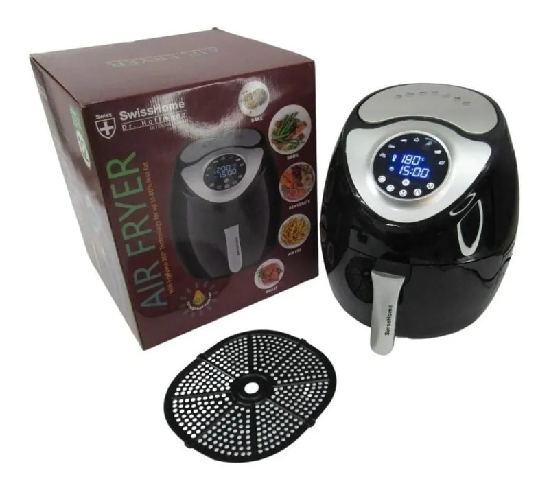 Freidora Sin Aceite Air Fryer Digital Swisshome 12 Litros Negro