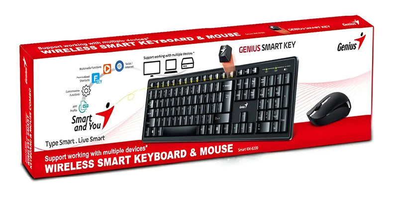 Combo Teclado Mouse Genius Km-8200 Inalambrico Español Pc Color Del Teclado Negro Color Del Mouse Negro