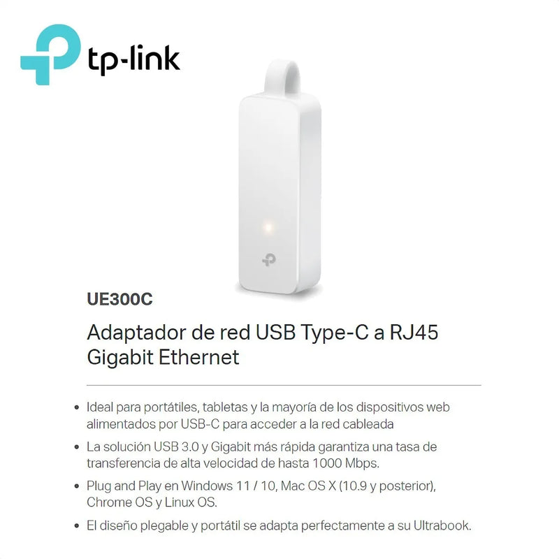 Tarjeta De Usb Tipo-c A Rj45 Red Lan Gigabit, Tp-link Ue300c