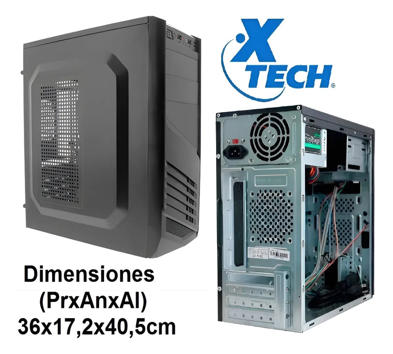 Chasis Mini Atx Xtech Xtq200 Con Fuente Genérica 600w Color Negro