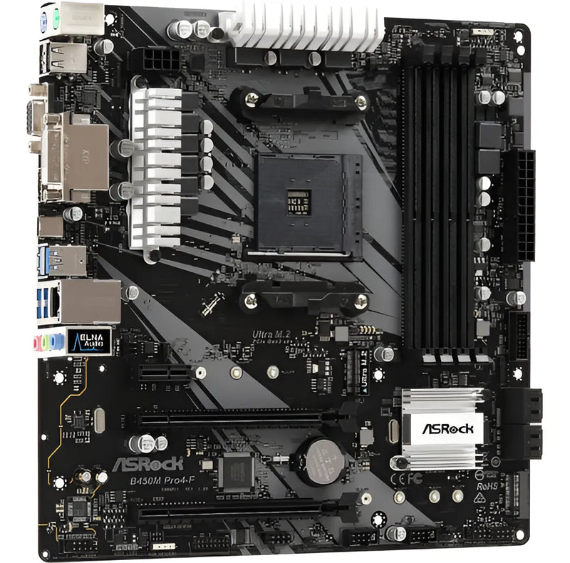 Motherboard Asrock B450m Pro4-f Socket Am4 M.2 Ddr4 Mother Color Negro