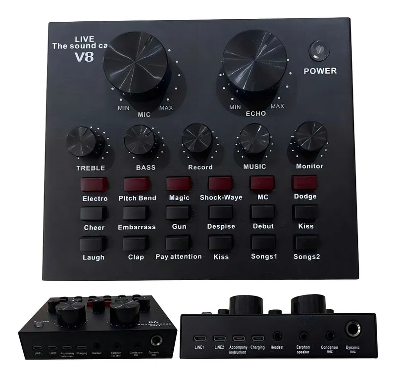 Interfaz de audio Soundpro V8 negra 2.ª gen