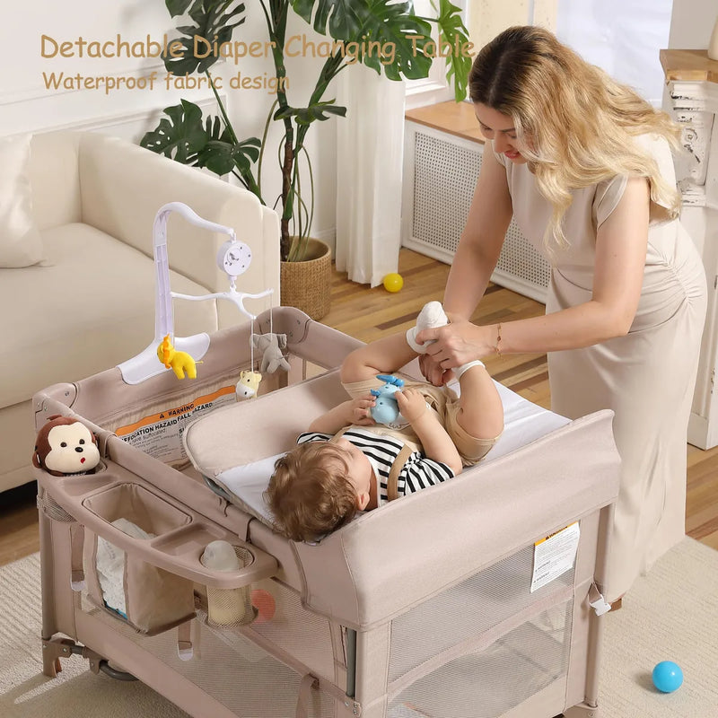 Moisés Portátil 5 En 1 Corralito Plegable Para Bebés Champán