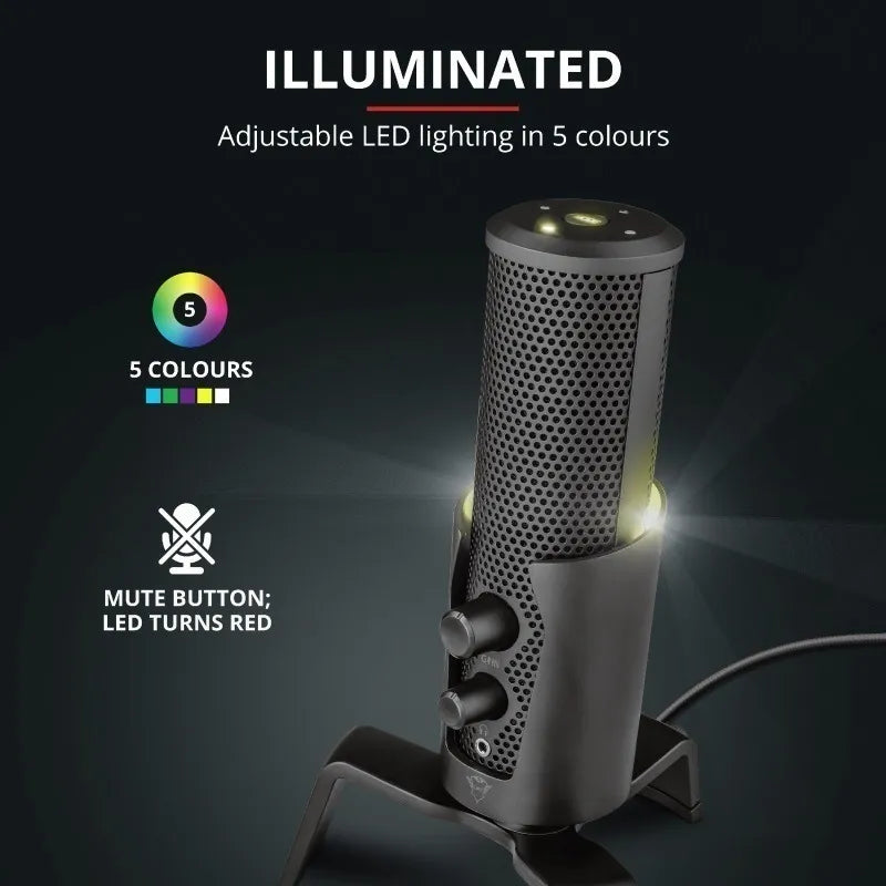 Microfono Trust Fyru 4in1 Streaming Mic Gxt258 Color Negro