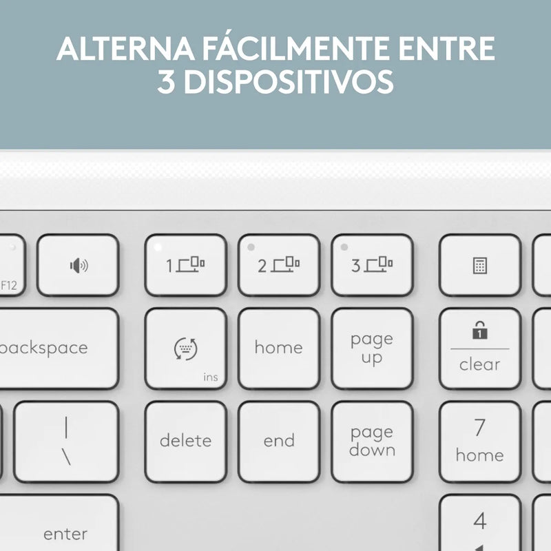 Logitech Signature Slim K950, Teclado Bluetooth / Bolt, Wht Teclado Blanco Idioma Español Latinoamérica