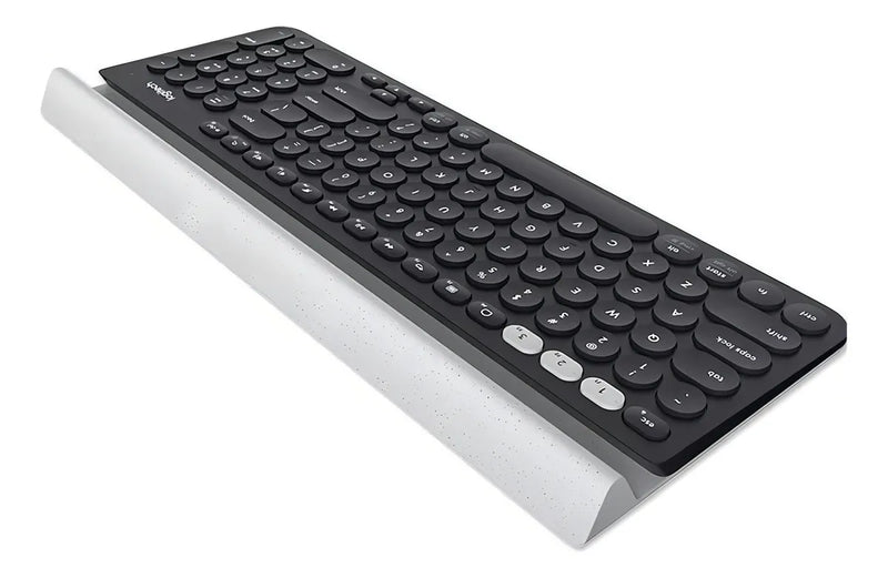 Teclado bluetooth Logitech QWERTY español latinoamérica color negro y blanco