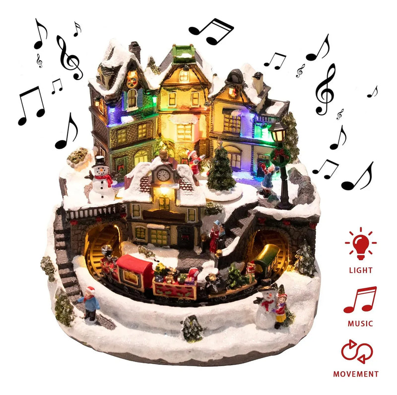 Decoración De Casa De Pueblo Navideño, Luces Led Colo...