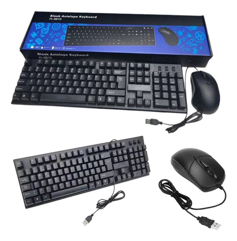Teclado Y Mouse Usb En Combo H-8810 Alambrico Negro
